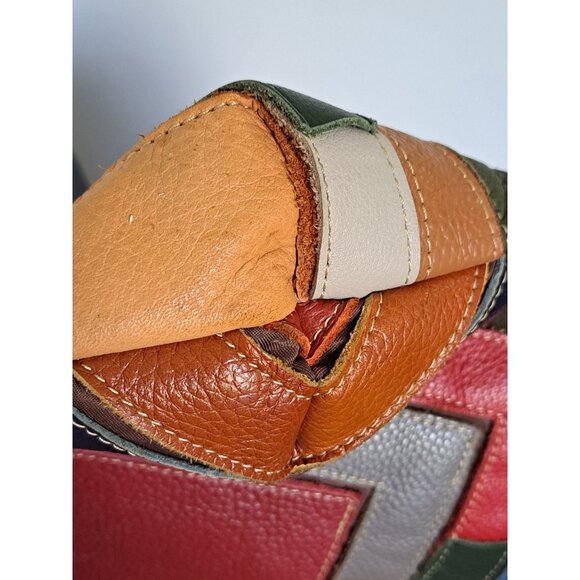 Chaos Multicolor Patchwork Leather Shoulder Bag Tassel Detail Festival Boho - Picture 4 of 12